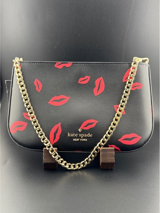 kate spade Handbags - Kate Spade New York Black Leather Shoulder Bag with Red Lips